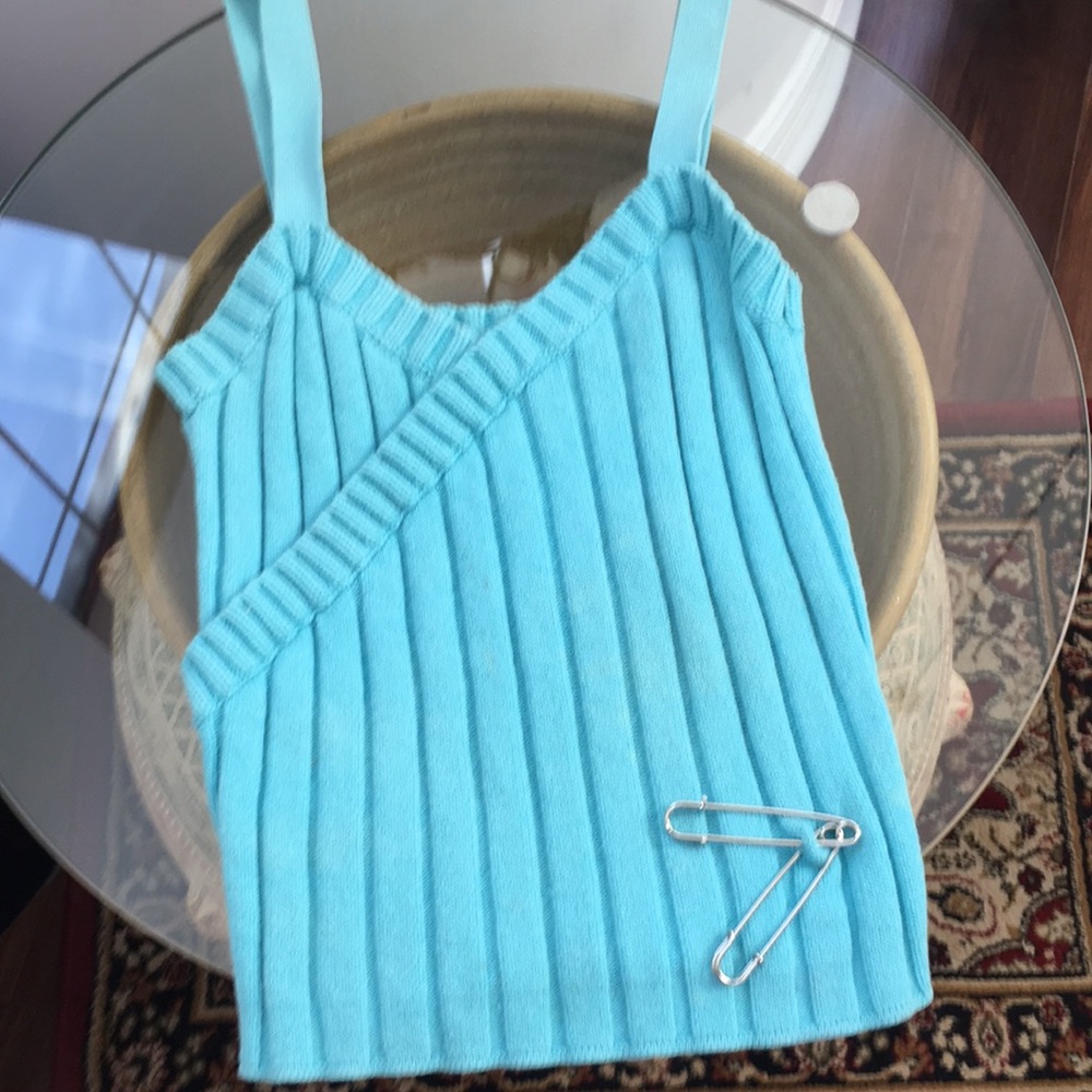 Sweet by Miss Me Rayon Tank Top Aqua Blue M